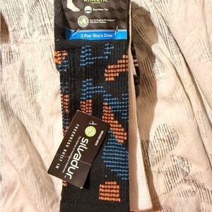 Silvadur Black Crew Socks with Blue & Orange Accents - Boys (3 Pack)